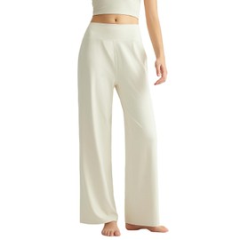 MORGEN SKY CK5117 Sportswear, Yoga Pants, Wide, Women's, Active Long, Sports, Relaxing, Breathable, Quick Drying, Fitness, Training, Gym, Room Wear (JP, Alphabet, S, Beige)