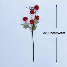 Xshelley 6pcs Pompon Mum Artificial Flower,Faux Silk Mini Chrysanth with Stems,for DIY Bouquet Centerpieces Office Wedding Decoration (Burnt Orange)