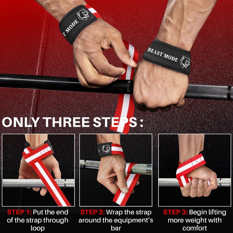 TECEUM Lifting Wrist Straps with Neoprene Padding Support – US