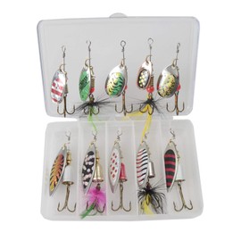 10pcs Soft Fishing Lures Set, Sequins Spinner Fishing Lures with Hook, Fishing Hook, Rotating Metal Fishing Bait Crankbaits Set Fishing Tackle Sharp Treble Hooks,Freshwater Saltwater Fishing Equipment