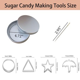 Sugar Candy Making Tools,Set of 6 Sugar Game Cookie Cutters,Stainless Steel Chocolate Molds Umbrella Triangle Star Round Baking Molds for Family Party Game