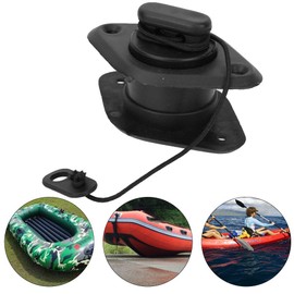 SIXRUN Plastic Drain Valve, Black Plastic Drain Valve with Rope for Inflatable Boat, Kayak and Rubber Watercraft Replacement Parts