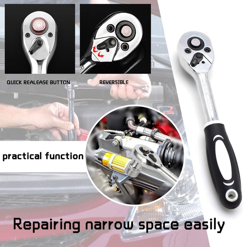 YUFANYA 46PCS 1/4 inch Drive Socket Set,Metric Ratchet Wrench Set