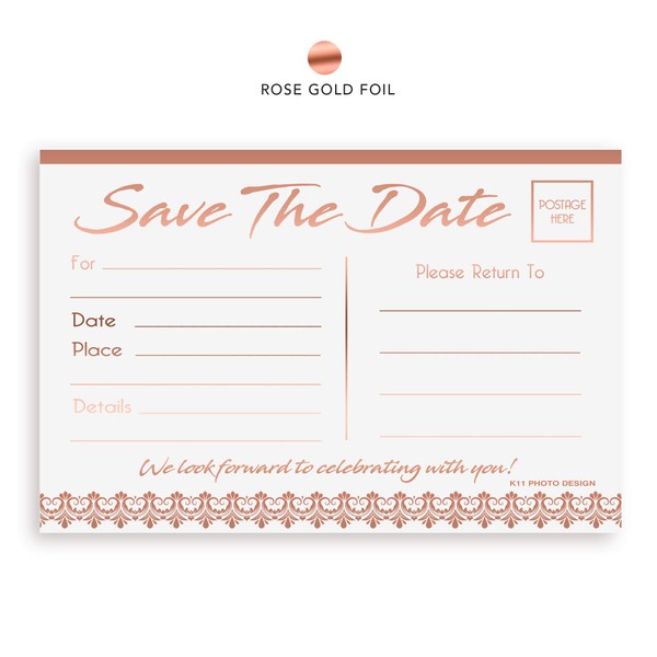 Save The Date RSVP Postcards for Wedding Rose Gold Foil 4"x6" Responde Cards, RSVP Reply, Wedding, Rehearsal, Baby Bridal Shower, Birthday, Party Invitations Rose RSVP 4