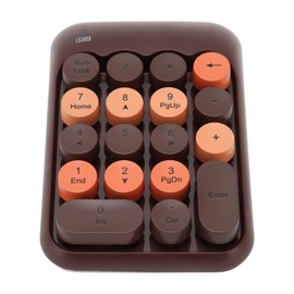 2.4Ghz Numeric Keypad, 18 Keys Mini Numeric Keypad, Vintage Color Keyboard and Round Keycaps, with USB Receiver for PC, Desktop and Laptop (Coffee Color)