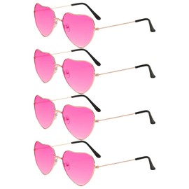 GWAWG 4 Pairs Hippie Specs Glasses, Retro Heart Shaped Sunglasses, 60's 70's Style Carnival Hippie Party Decoration Glasses for Hippy Fancy Dress Accessory