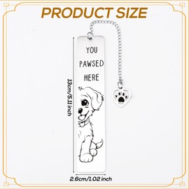 Dog Bookmark, Cute Funny Book Marks Gifts You Pawsed Here Stainless Steel Bookmark for Reading Women Men Book Lovers