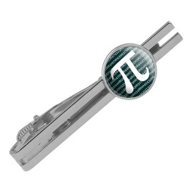 Pi Math Geek Nerd 3.14 Round Tie Bar Clip Clasp Tack Silver Color Plated