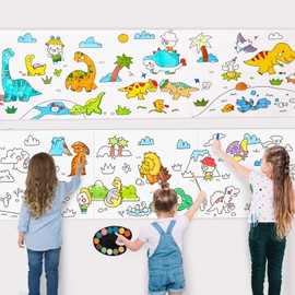 Jar Melo Dinosaur Coloring Roll for Kids -Sticky No Mess Coloring Poster for Toddlers, 118×15.74 Inches Large Coloring Tablecloth, Drawing Paper for Kids' Easel Ideal Gifts for Home Birthday Party