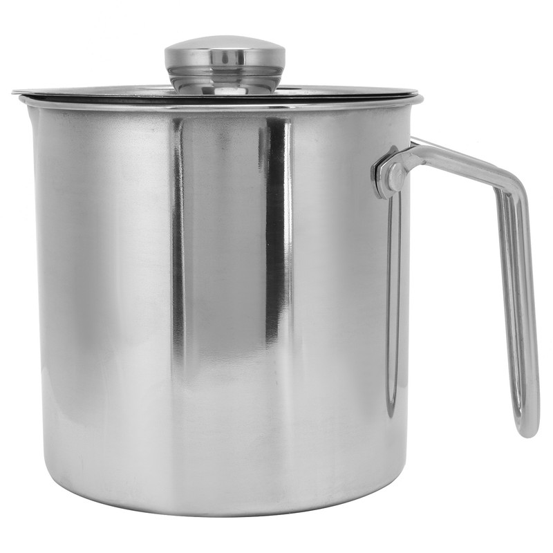 Stainless Steel Oil Filter Pot with Handle Kitchen Grease Container