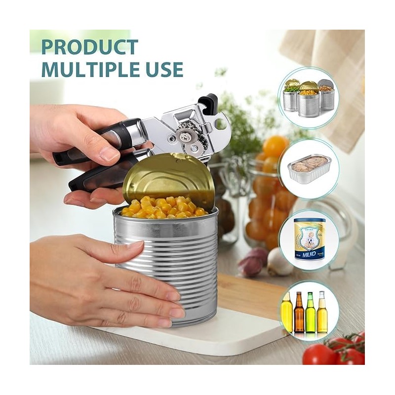 3-in-1 Versatile Can Opener – Heavy-Duty, Multi-Function Tool for Cans,