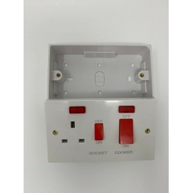 Mr Gadget's Solutions* 45 AMP Double Pole Cooker Socket/Switch with NEON with 47MM BACKBOX