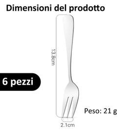 Diffaxy Forchette da dolce, 6 pezzi, forchette da dessert, in acciaio inox, piccole forchette, posate da tavolo, per casa, cucina e ristorante, piccole forchette da 5,4 pollici