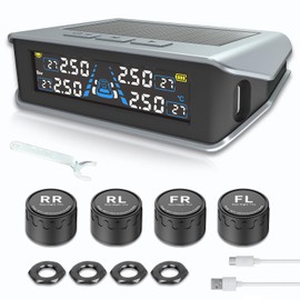 TPMS Tire Pressure Monitor, TPMS Air Pressure Sensor, Vehicle, Vibration Detection, Tire Pressure Temperature Measurement, Instant Air Pressure Monitoring, Solar Energy/USB Dual Charging, Vibration