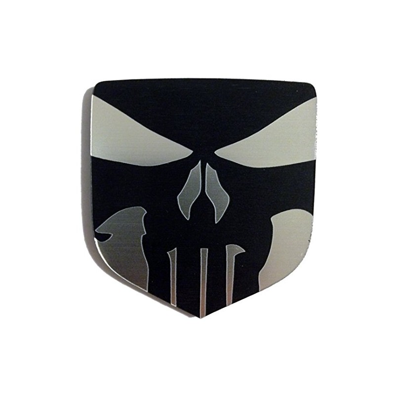 24Designs Compatible Front Emblem Full Punisher Silver Replacement for Dodge