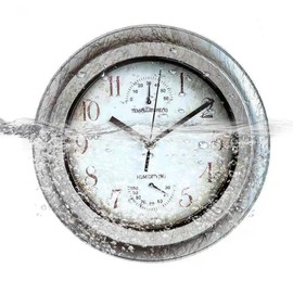 maxant Wall Clock with Thermometer and Hygrometer, Vintage Silent Non-Ticking Wall Clocks, Easy to Read Waterproof Decor Quartz Clock for Outdoor/Indoor Patio Pool Garden Kitchen Living Room (Silver)