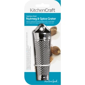 KitchenCraft KCNUTMEG Spice / Nutmeg Grater with Container, Stainless Steel, Silver