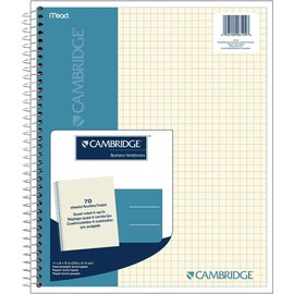 Cambridge Business Notebook, Quad Ruled Paper, 8-1/2" x 11", 70 Sheets, Wirebound, Ivory Paper (06194)