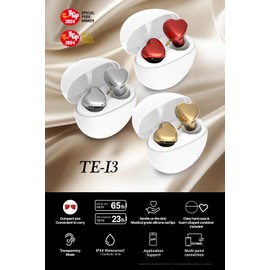 AVIOT TE-I3 Cute Heart-Shaped Wireless Earbuds for Small Ears with Clear Hard Case, Bluetooth 5.3, Up to 23 Hours Playtime, IPX4 Waterproof, Multipoint Connection, Ambient Sound, Bulid in Mic (Red)