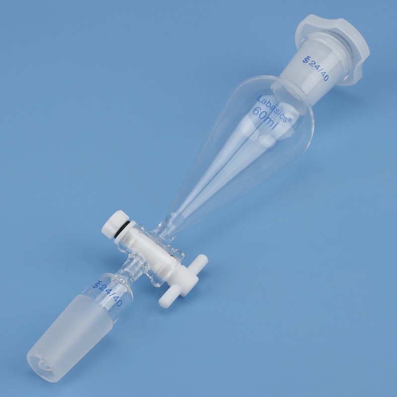 Labasics 60ml Conical Pear Shaped Separating Funnel with PTFE Tap,