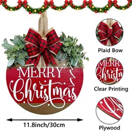 Christmas Wreath for Front Door, Merry Christmas Front Door Sign Hangers Decoration Outdoor Indoor, Christmas Decorations Clearance (Merry Christmas)