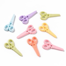 LiQunSweet 200 pcs Mixed Colors Scissors Shape Resin Cabochons Hairdressing Tools Flatback Charms for DIY Jewelry Crafts Bracelet Phone Keychains Making Home Decorations
