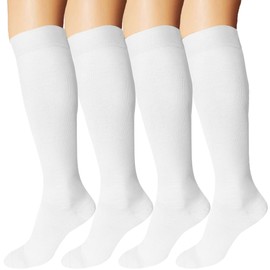 DDOBB DDOBB 4 Paar Kompressionsstrümpfe Damen und Herren Stützstrümpfe Kompressionssocken Stützsocken Reisestrümpfe für Flug Sport Running Radsport(Weiß*4, S-M)
