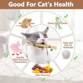 Cat Toy Catnip 4 Pack Silvervine Stick Cat Chew Toy with Bell for Indoor Cats, Natural Cat nips Interactive Kitten Teething Dental Toy