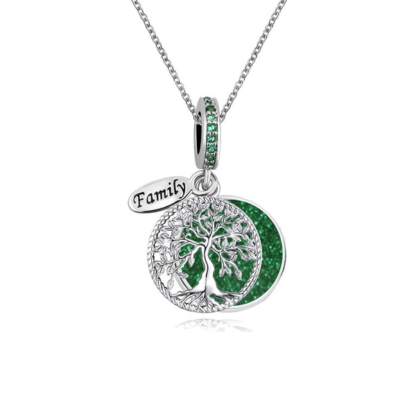 KunBead Green 18 inch Dainty Family Tree of Life Sparkling