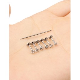 Yaalozei 18G F316 Titanium Flat Back Nose Ring Stud Piercing Jewerly Hypoallergenic Medical Implant Screw on Nose Ring Short Bar Screw in Tragus Helix Cartilage Earring Piercing Jewerly Women Men 6mm
