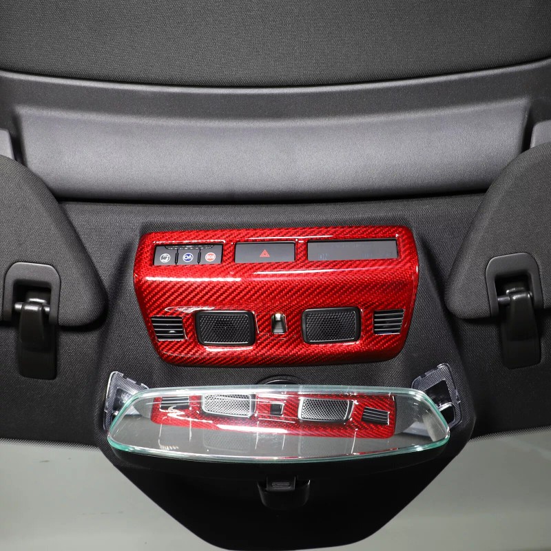 autopart2021 Red Carbon Fiber Reading Light Cover Trim Frame For
