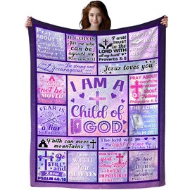 Christian Gifts Blanket I Am a Child of God Blankets Bible Verse Throw Blanket Inspirational Religious Birthday Gifts for Women Girls 60"X50"