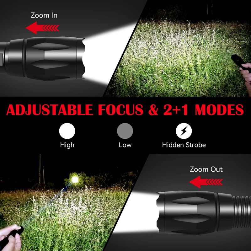 ULTRAFIRE 2 Pack Tactical LED Torch with Flashlight Holster, 1200