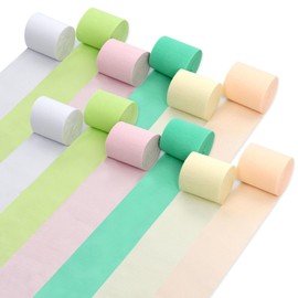 Crepe Paper Streamers, Kaluofan 12 PCS Crepe Paper Rolls, 6 Colors Streamers Party Decorations Hanging for Birthday Wedding Anniversary Engagement Festival Holiday Baby Shower Party Decora (4.5cm*10m)