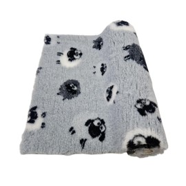 Woof And Pup Non-Slip Vet Bedding, Washable, Quick Drying, for Dogs, Puppies, Cats, Rabbits & Small Pets, Non Slip Ribbed Vet Bed, (Medium 75cm x 100cm, Grey Sheep)