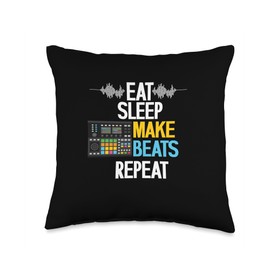 Eat Sleep Make Beats Beat Maker Producer Gift Eat Sleep Make Musician Beat Maker | Producer Throw Pillow, 16x16, Multicolor