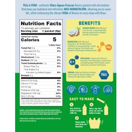 KLASS VIDA Electrolyte Drink Mix – Cucumber Limeade Agua Fresca Flavor | Sugar-Free Hydration Powder with Coconut Water & Minerals | 15 Single-Serve Stick Packs, Low Calorie, Natural Flavor