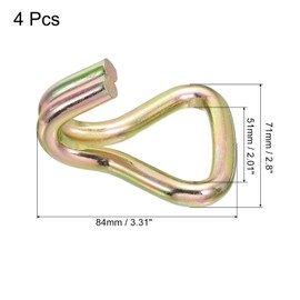 QUARKZMAN Ratchet Double J Hook Load 8818 lbs Zinc Color for 2" Lashing Straps Car Truck Trailer Pack of 4