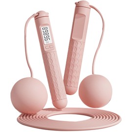 Yitone Cuerda para Saltar Con Peso,Ejercicio en Casa,Cuerda Segmentada para Saltar,Adecuado para Fitness,Cuerda de Saltarde Conteo de Pérdida de Peso Deportiva para Niños/Adultos (Rosa)