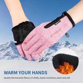 LEFAFA Winter Gloves for Men Women, Lightweight Winter Running Gloves, Touch Screen Water Resistant Windproof Cycling Gloves, Anti-Slip Warm Gloves for Cycling Biking Sporting Driving (Pink, Medium)