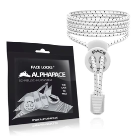 ALPHAPACE Pace Locks Elastic Shoelaces, No-Tie Laces, Slip-On Quick Release for Sports, Youth & Elderly, 120 cm, Various Colours, white