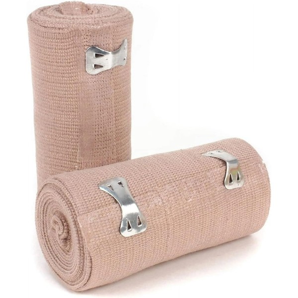 Elastic Bandage Wrap with Clips (Pack of 10) 4 Inch