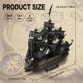 Piececool 3D Puzzles Adult DIY Model Kits, The Flying Dutchman 3D Metal Puzzle, Gorgeous Home Decoration Jigsaw Puzzle Christmas Birthday Gifts For Teens and Adults