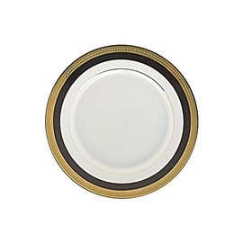 10 Strawberry Street Sahara Black 8" Salad/Dessert Plate, Set of 6, White/Black/Gold
