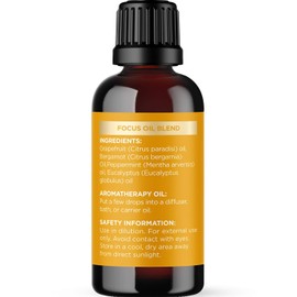 Focus Essential Oil Blend for Diffusers - Mint and Citrus Essential Oils Blend for Energy Focus and Attention Support - Essential Oil for Focus with Aromatherapy Oils for Diffusers and Humidifiers