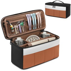 FFOGH Hair Dryer Case Compatible with Dyson Airwrap Styler, Portable Travel Bag with Removable Padded Dividers for Hair Tools Storage and Accessories, Brown