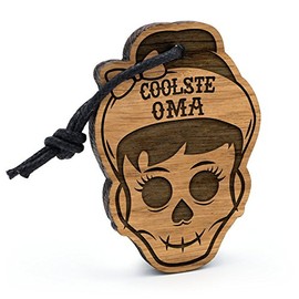 Fashionalarm Key Ring Skull Coolest Grandma Made of Wood with Engraving Gift Idea Birthday Christmas Birth Grandson Child Grandmother, brown