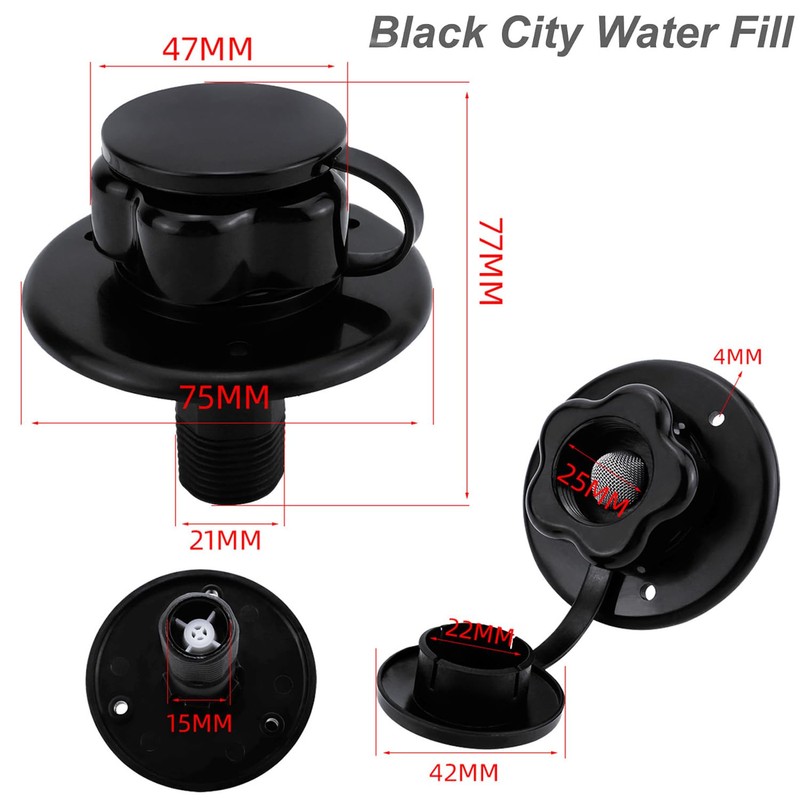 Greluma 1 x RV water inlet with check valve, caravan