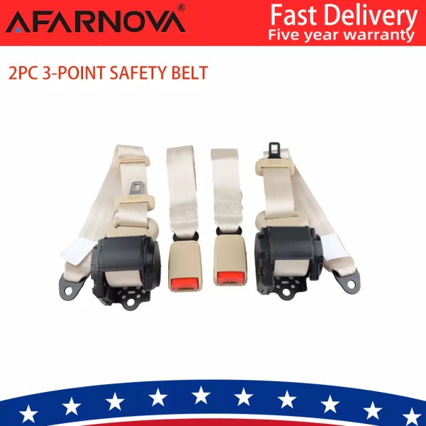 AFARNOVA 2 Set Retractable 3 Point Safety Seat Belt Straps