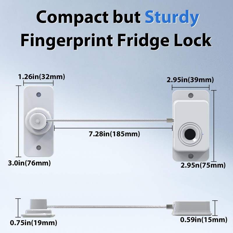 Keylesslife Fingerprint Fridge Lock,Child Proof Refrigerator Lock for Kids with